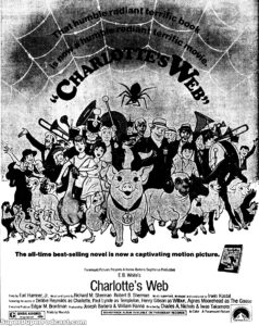 CHARLOTTE'S WEB- Newspaper ad. April 8, 1973.