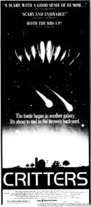 CRITTERS- Newspaper ad. April 24, 1986.