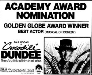 CROCODILE DUNDEE- Newspaper ad. April 1, 1987.