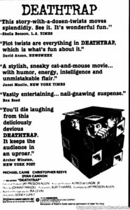 DEATHTRAP- Newspaper ad. April 21, 1982.
