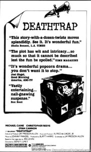 DEATHTRAP- Newspaper ad. April 4, 1982.