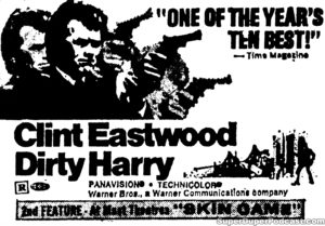 DIRTY HARRY- Newspaper ad. April 5, 1972.