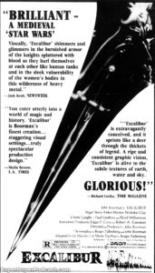 EXCALIBUR- Newspaper ad. April 12, 1981.