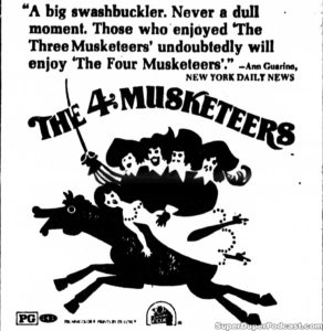 THE FOUR MUSKETEERS- Newspaper ad. April 10, 1975.