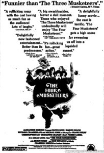 THE FOUR MUSKETEERS- Newspaper ad. April 12, 1975.