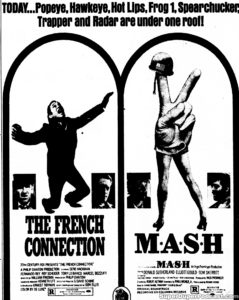 THE FRENCH CONNECTION/MASH- Newspaper ad. April 18, 1973.
