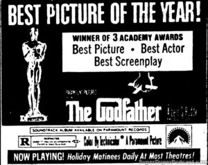 THE GODFATHER- Newspaper ad. April 22, 1973.