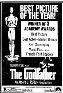 THE GODFATHER- Newspaper ad. April 7, 1973.