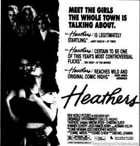HEATHERS- Newspaper ad. April 15, 1989.