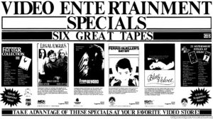 HOME VIDEO- Home video newspaper ad. April 28, 1987.
