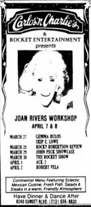 JOAN RIVERS- Newspaper ad. April 7, 1988.