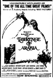 LAWRENCE OF ARABIA- Newspaper ad. April 7, 1971.