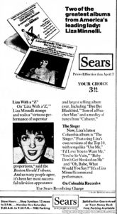 LIZA MINNELLI- Newspaper ad. April 1, 1973.