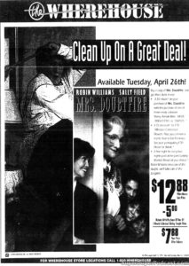 MRS. DOUBTFIRE- Home video ad. April 25, 1994.