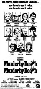 MURDER BY DEATH- Newspaper ad. April 25, 1977.