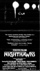 NIGHTHAWKS- Newspaper ad. April 10, 1981.