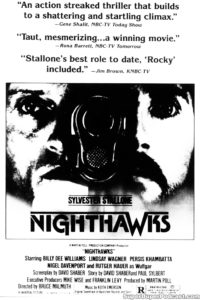 NIGHTHAWKS- Newspaper ad. April 24, 1981.