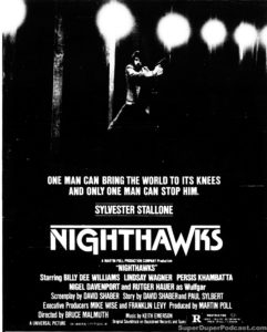 NIGHTHAWKS- Newspaper ad. April 15, 1981.