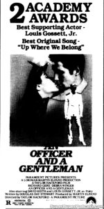 AN OFFICER AND A GENTLEMAN- Newspaper ad. April 21, 1983.