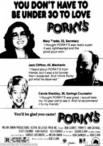 PORKY'S- Newspaper ad. April 25, 1982.