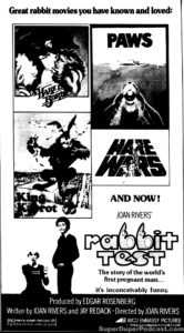 RABBIT TEST- Newspaper ad. April 14, 1978.