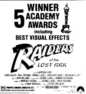 RAIDERS OF THE LOST ARK- Newspaper ad. April 27, 1982.