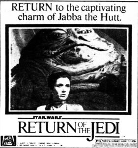 RETURN OF THE JEDI- Newspaper ad. April 2, 1985.