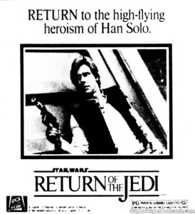 RETURN OF THE JEDI- Newspaper ad. April 3, 1985.
