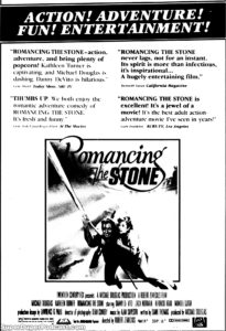 ROMANCING THE STONE- Newspaper ad. April 8, 1984.