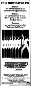 SATURDAY NIGHT FEVER- Newspaper ad. April 12, 1979.