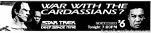 STAR TREK DEEP SPACE NINE season 2, episode 20, The Maquis Part I, television guide ad. April 26, 1994.
