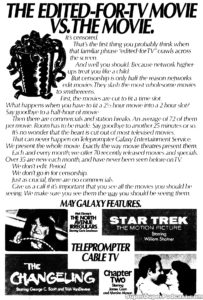 STAR TREK THE MOTION PICTURE/THE CHANGELING- Television guide ad. April 22, 1981.
