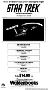 STAR TREK THE ORIGINAL SERIES- Waldenbooks home video ad. April 27, 1986.