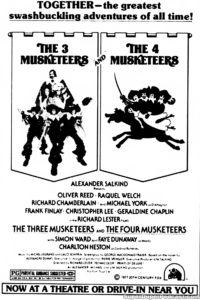 THE THREE MUSKETEERS- Newspaper ad. April 27, 1977.