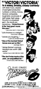 VICTOR/VICTORIA- Newspaper ad. April 26, 1982.