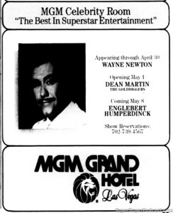 WAYNE NEWTON- Newspaper ad. April 20, 1986.