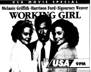WORKING GIRL- USA Network television guide ad. April 22, 1995.