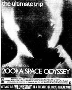 2001 A SPACE ODYSSEY- Newspaper ad. May 18, 1971.