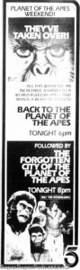 BACK TO THE PLANET OF THE APES/THE FORGOTTEN CITY OF THE PLANET OF THE APES- KTLA television guide ad. May 21, 1980.