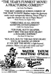 THE BAD NEWS BEARS- Newspaper ad. April 30, 1976.