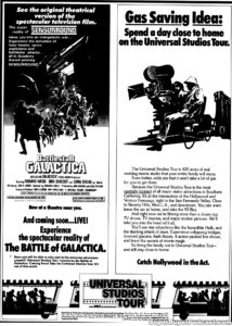 BATTLESTAR GALACTICA- Newspaper ad. May 21, 1979.