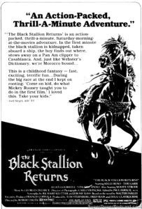 THE BLACK STALLION RETURNS- Newspaper ad. April 30, 1983.