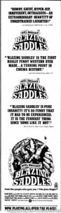 BLAZING SADDLES- Newspaper ad. May 14, 1974.