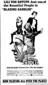 BLAZING SADDLES- Newspaper ad. May 18, 1974.