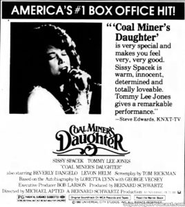 COAL MINER'S DAUGHTER- Newspaper ad. May 7, 1980.