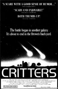 CRITTERS- Newspaper ad. April 29, 1986.