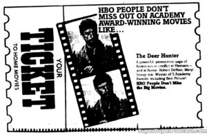 THE DEER HUNTER- HBO television guide ad. May 17, 1980.