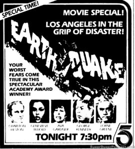 EARTHQUAKE- KTLA television guide ad. April 29, 1982.