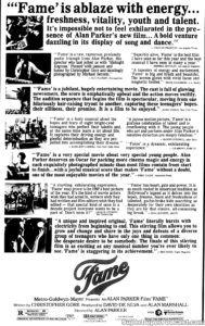 FAME- Newspaper ad. May 23, 1980.