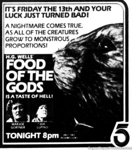 FOOD OF THE GODS- KTLA television guide ad. May 13, 1983.